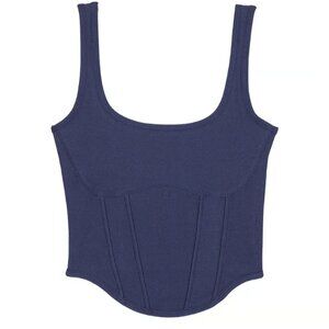 VICTORIA'S SECRET LARGE CORSET CROP TOP - NAVY BLUE